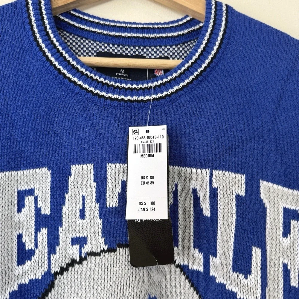 NWT Abercrombie Fitch Seattle Seahawks Blue Knit Sweater Sweatshirt - Medium
